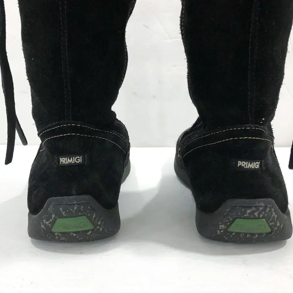 Primigi Black Suede Tall Fur Trim Boots